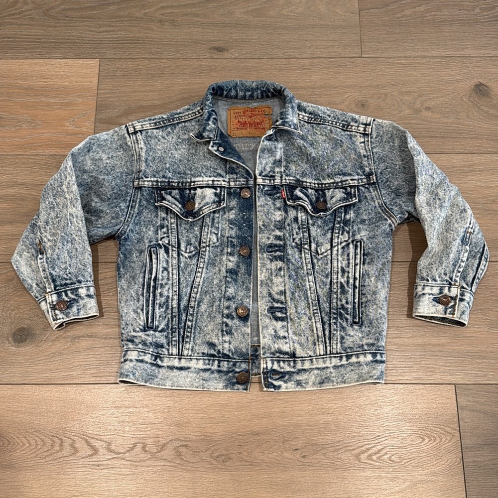 LEVI'S VINTAGE Blue Acid Wash 90's Trucker Denim 57508 Button Front Jacket Small